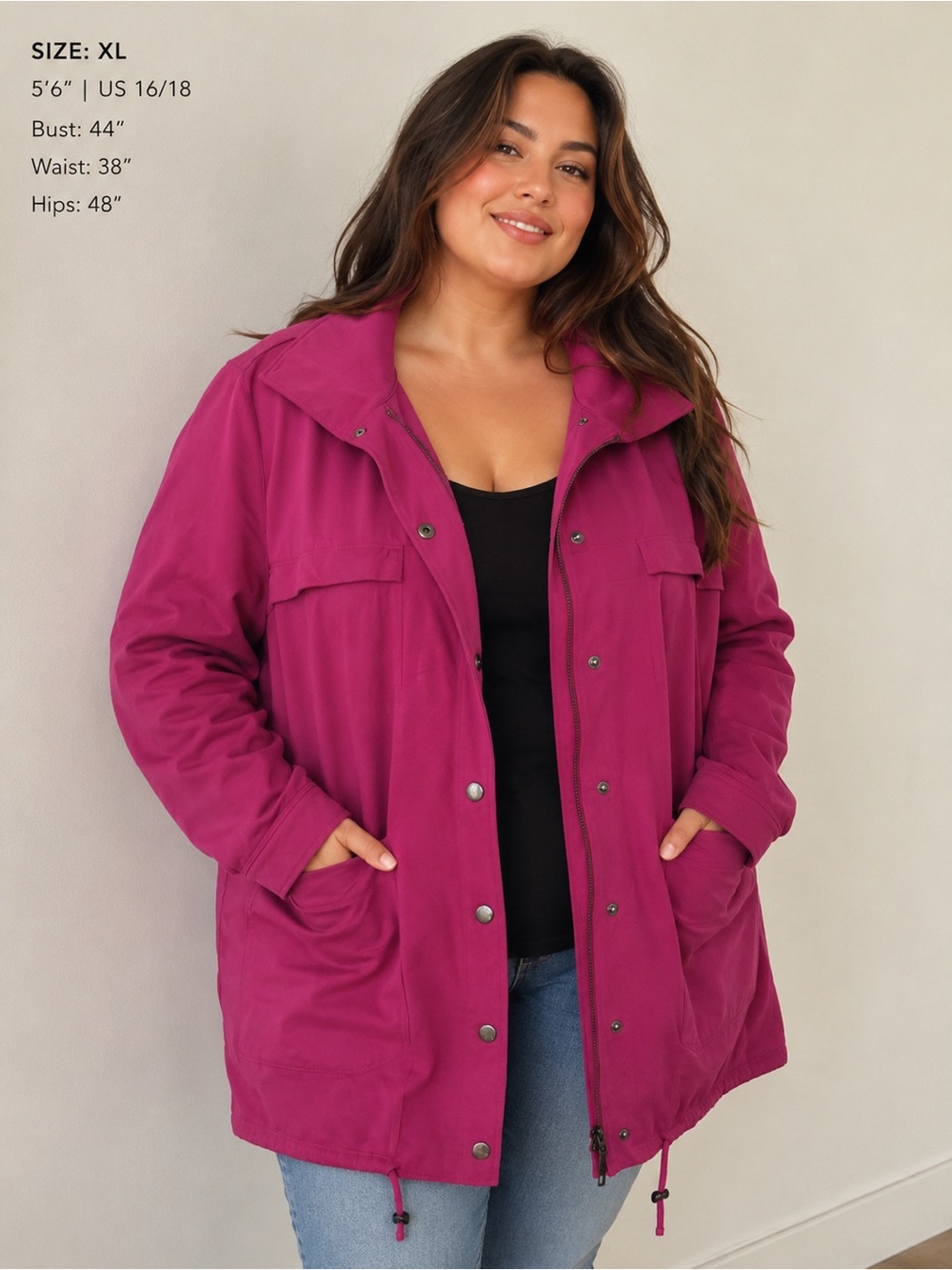 Mexx Magenta Utility Jacket with Snap Front